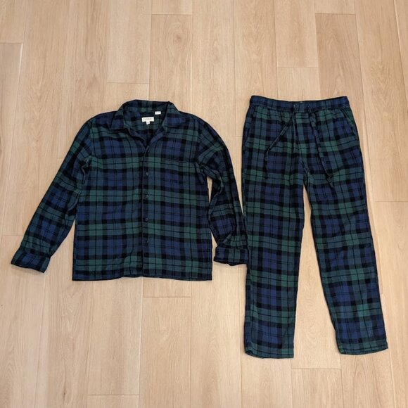 J Crew Flannel Pajamas Black Watch Tartan Navy/Green Men's Size M 100% Cotton - Picture 6 of 16